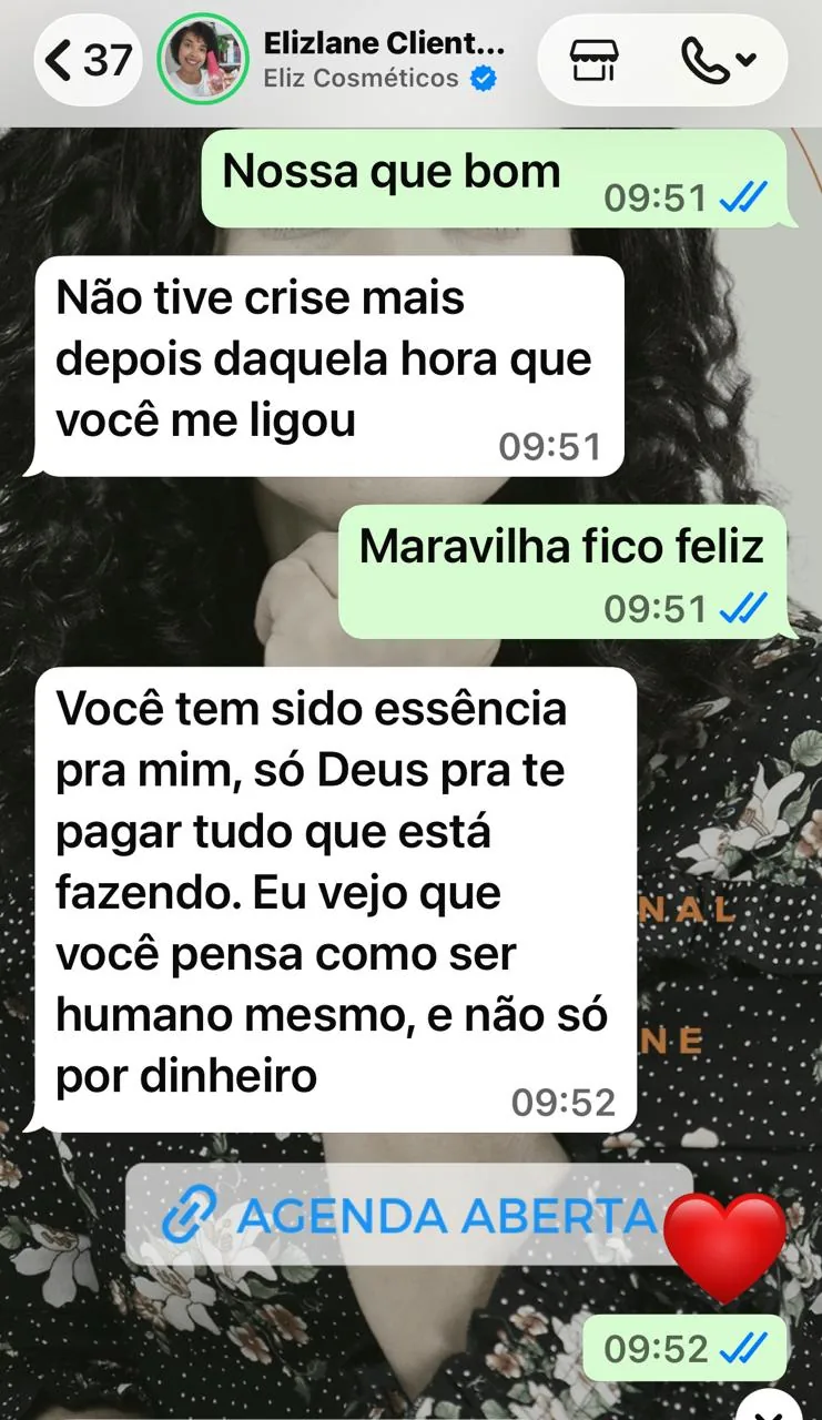 Print de depoimento de cliente